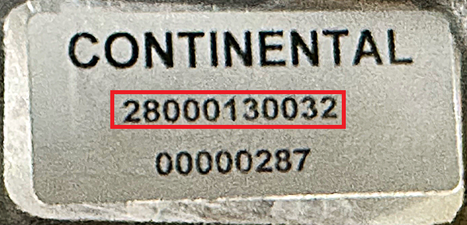 Continental ID plate example